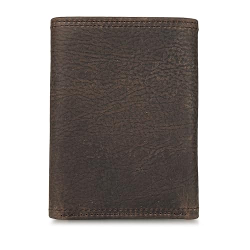 Lucky Brand Men's Trifold Wallet Id Window Card Slots Leather Organization Durable Stylish, Double Stitched-Brown, Tri-Fold2