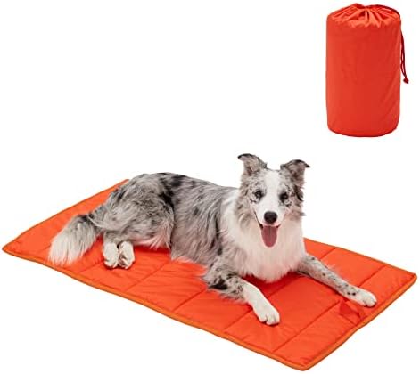 BDEUS 43x24In Large Size Outdoor Dog Bed, Waterproof & Portable Camping Travel Pet Mat, Easy to Clean, Washable Odor Resistant Pet Cooling Pad (Orange)