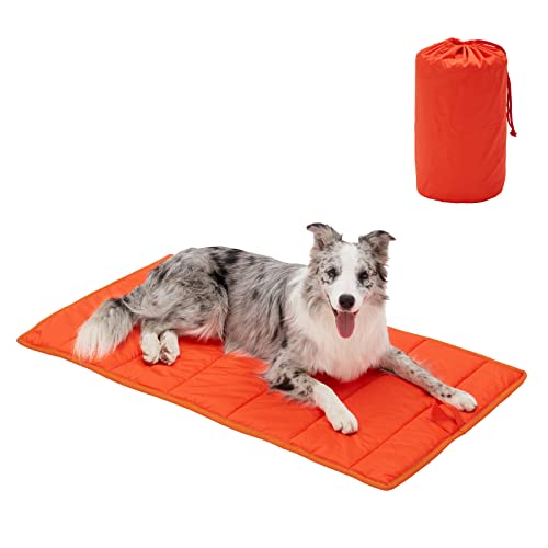Bdeus 43X24In Large Size Outdoor Dog Bed, Waterproof & Portable Camping Travel Pet Mat, Easy To Clean, Washable Odor Resistant Pet Cooling Pad (Orange) #TOP3