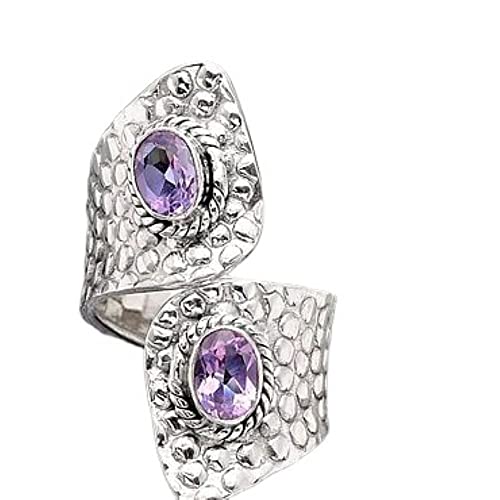 LRGKMCWTOB 925 Sterling Silver Shining Amethyst Ring Blue Gemstone Tear Drop Shape 3Ct Cubic Zirconia Promise Rings CZ Halo Ring Eternity Engagement Wedding Band Ring for Women（Purple Size 7)