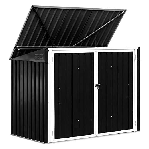 Goplus Horizontal Storage Shed Outdoor, Multi-Function Storage Cabinet for Garden Yard Lawn, 6x3FT