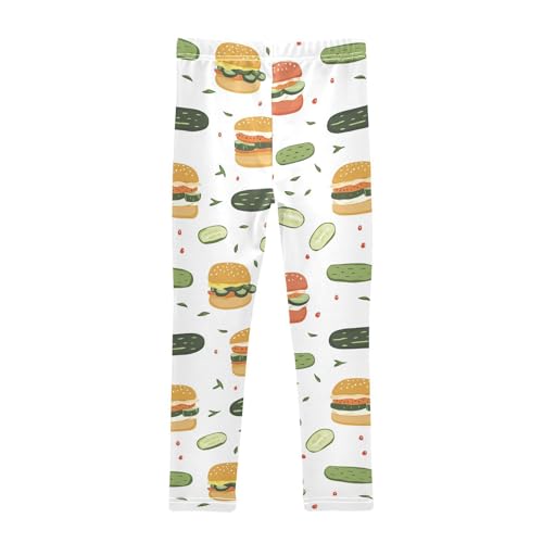 Wusikd Burgers Girls' Leggings Toddler Doodles Kids Yoga Pants Dance Active Tights 4T2
