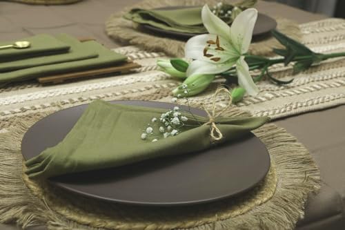 Cloth Napkins Set of 12 (18x18 Inches or 46x46 CM) 100% Cotton Everyday Use Premium Quality Cloth Napkins Festive Holiday Table Décor for Christmas Parties & Dining/Table -Sage Green-The Home Talk - Image 3