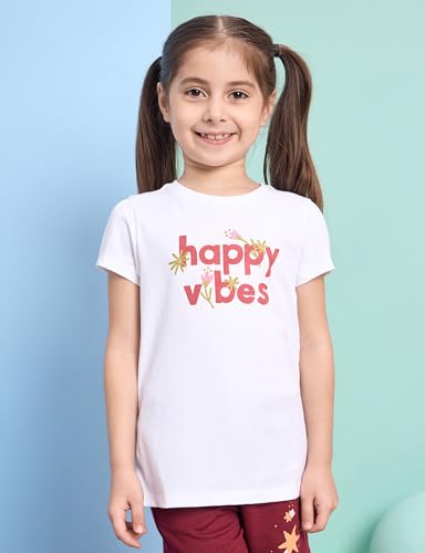 Image of Amazon Brand - Symbol Girls 100% Cotton Graphic Printed Half Sleeves T-Shirt | Age 2-14 Years (Combo Pack of 3 and 5)