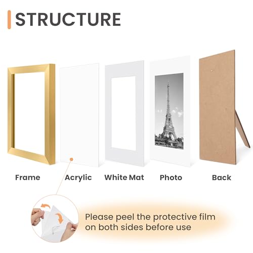 Image of upsimples 5x7 Picture Frame Set of 10, Display Pictures 4x6 with Mat or 5x7 Without, Multi Photo Frames Collage for Wall or Tabletop Display, Gold | Fit 4x6 and 5 x 7 Photos, Wall or Tabletop Display, For Gallery Hallway Living Room, For Christmas Mother's Day Wedding