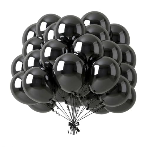Black Latex Balloons 20 Pack 30 cm Round Helium Compatible for Birthdays Weddings & Baby Showers (Black Balloons)