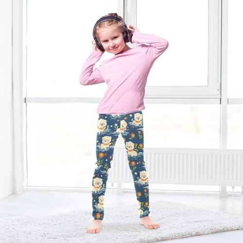 Kawaii Poodle Floral Girls Leggings Soft Stretch Workout Yoga Dance Pants for Kids Casual Tights4