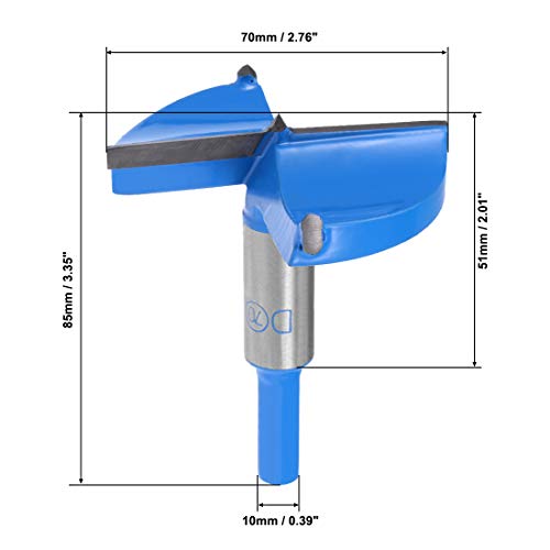 Uxcell Forstner Drill Bits 70Mm, Tungsten Carbide Wood Hole Saw Auger Opener, Woodworking Hinge Hole Drilling Boring Bit Cutter (Blue, Gray) #TOP2