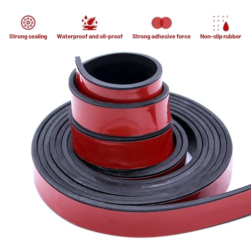 PWGHWG Gummistreifen Selbstklebend 3 m (L) × 20 mm (B) × 3 mm (D) Neopren Gummimatte Gummiplatte, Vollgummi Gummiprofil für DIY, Dichtungen, Bodenbeläge Schutz, Anti-Vibration, Anti-Rutsch