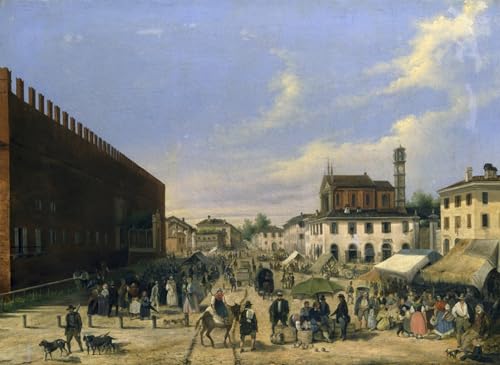 Cuadro de lienzo de Angelo Inganni, decoración de paredes en formato vertical de 60x90cm