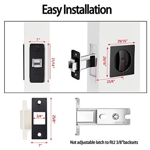 Lufyzora Pocket Door Lock With Color Coded Indicators， Privacy Pocket Door Hardware For Bathroom/Bedroom/Study Room Door， Flush Pocket Door Latch For 1-1/5 "To 2-3/16" Thickness Door(Balck 1 Pack) #TOP3