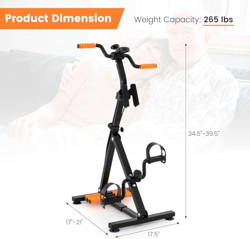 Image of Stepper Pedal Exerciser Adjustable Fit Sit Arm Leg Exercise Peddler Machine Indoor Fitness Bicycle Physical Therapy Machine for Seniors and Elderly (Black & Orange)