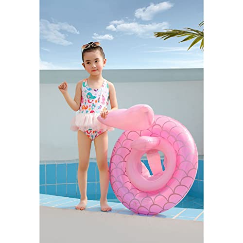 Novos flutuadores de piscina para bebês sereia de 6 a 48 meses, anel de natação inflável com assento