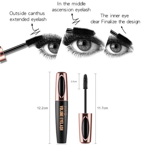 Mascara, 4D silk fiber mascara, extra-long thick mascara, waterproof, sweat-proof, non-smudging and lasting makeup all day (black) - Image 8