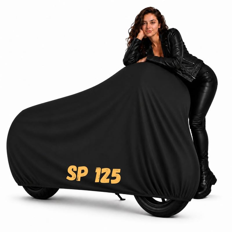 Image of Puroma Waterproof Bike Cover Compatible with SP 125 | All Weather Protection from Rain, Dust, & Scratches with Mirror Pockets & Buckle Belt, Black