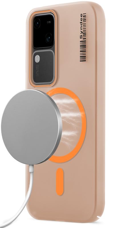 Mr. Case Back Cover for Vivo V30 Pro 5G Sleek Frosted Translucent Back Only Compatible with Wireless Magnetic Accessories | Anti-Scratch Shockproof Phone Case – Orange