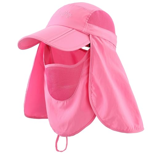 Image of Connectyle Men's Foldable Baseball Sun Cap with Removable Face Mask Neck Flap Cover UPF 50+ Sun Protection Fishing Hiking Hat