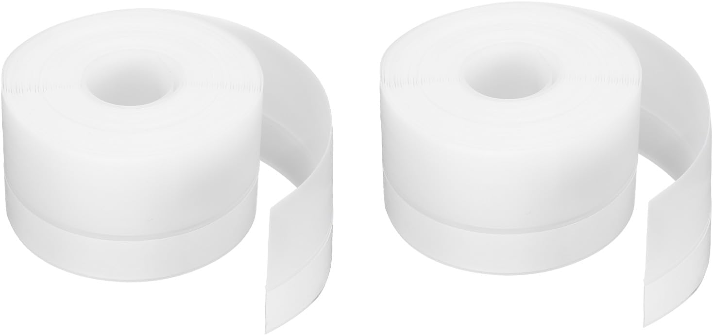 HARFINGTON 2pcs Weather Stripping Door Seal 16.4ft x 45mm TPE Seal Strip for Door Draft Stopper Adhesive Tape Window House Shower Glass Gaps, White