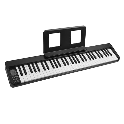 Klavier -Tastatur, 61 Tasten Klavier Tragbarer Klavier Elektro -Tastatur Klavier mit Musikständer, Digitalklavier in Voller Größe für Anfänger, Teenager, Erwachsene (BLACK)