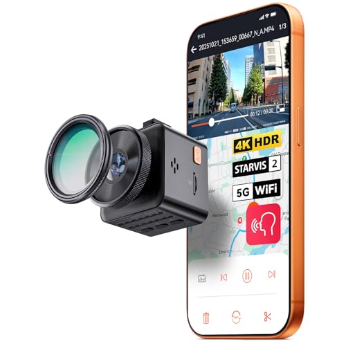 Vantrue E1 Pro 4K Mini Dash Cam Front, STARVIS 2 PlatePix HDR Night Vision Car Camera, Built-in 5G WiFi GPS, 1.54'' IPS Screen, Voice Control, 24/7 Buffered Parking Mode, Support 1TB Max