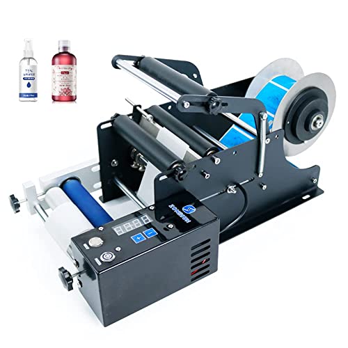 HQYMXYGEUR Máquina etiquetadora eléctrica para Botellas Redondas,etiquetadora para Botellas de Vidrio y plástico,Impresora de Etiquetas Adhesivas,máquina envasadora para latas,plástico y Vidrio