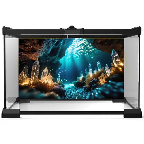Image of Aquarium Background Under Water Cave with Crystal Terrarium Backdrop Cave Style Rock Sunlight Rays Fish Tank Background Reptile Habitat Backdrop Wallpaper Poster Decor Vinyl 72x18in