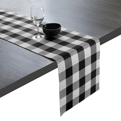 Native Fab Buffalo Check Plaid Table Runner, 100% Cotton, 13x108