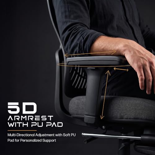 Image of DROGO Feather Node Premium Ergonomic Office Chair for Home & Work | FlexWeave Adaptive Backrest | Dynamic Lumbar Support | 5D Armrests | 4D Headrest | 135 Recline & Footrest - Black