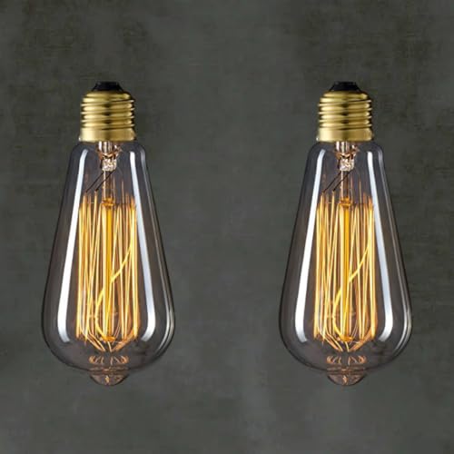 Image of fizzytech Antique Squirrel Cage Filament Glass Bulbs (Amber, 40 W) -Pack of 2