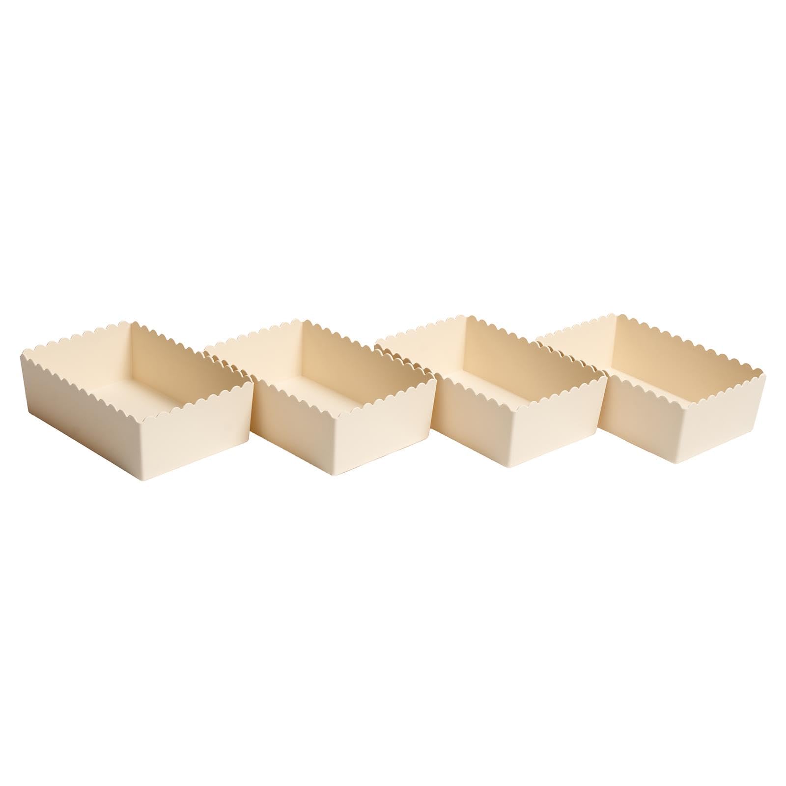 Ohs Cream 4 Pack Storage Make Up Organiser Plastic Tub Bathroom Bin Bedroom Kitchen Shelf Organiser Vanity Trays For Dressing Table Makeup Skincare Kitchen Storage Shelves Desk Cupboard Organisers,