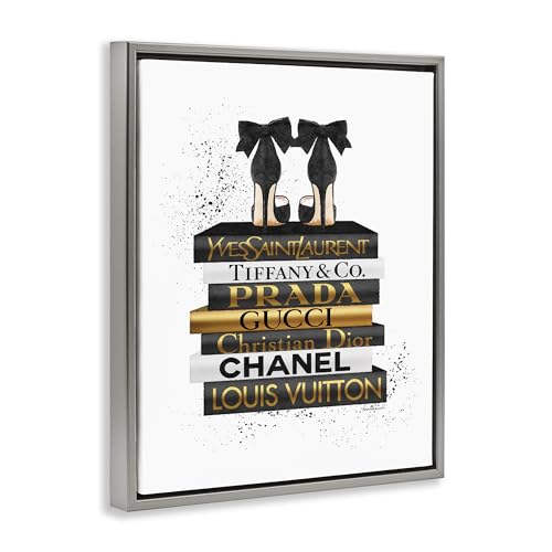 Image of Glam Bookstack Animal Print, 24 x 30 Inch Canvas in Floater Frame | Stupell Industries . By Amanda Greenwood . Ready to hang . Made in USA
