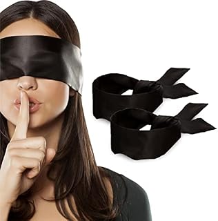 2 pcs Silk Satin Blindfold Eye Cover Silk Sleeping mask Valentine Gift 155cm / 62 (Black)