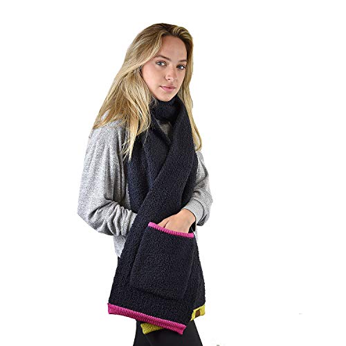 C.C Multicolored Soft Winter Warm Sherpa Knit Pocket Extra Long Shawl Scarf3