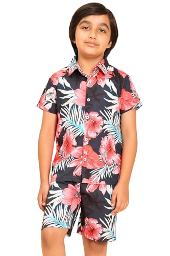 Image of Boys Printed Casual Shirt Short Sleeve Button Down Beach Shirt for Kids