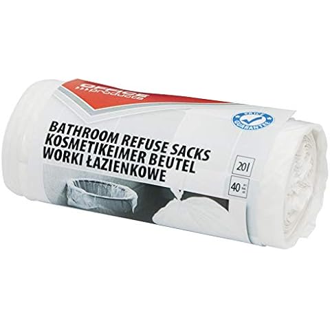 OFFICER PRODUCTS 22025169-14 Bin Liners, 20 L, 40 Pieces/Rolls, Bin Liners, Waste Bags for Household Waste, for Bathrooms, Standard (HDPE), Colour: White Cover