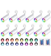 Bravsekai GU10 Track Lighting Fixtures, White RGB 12-Pack Track Light Heads, 120V Colour-Changing...