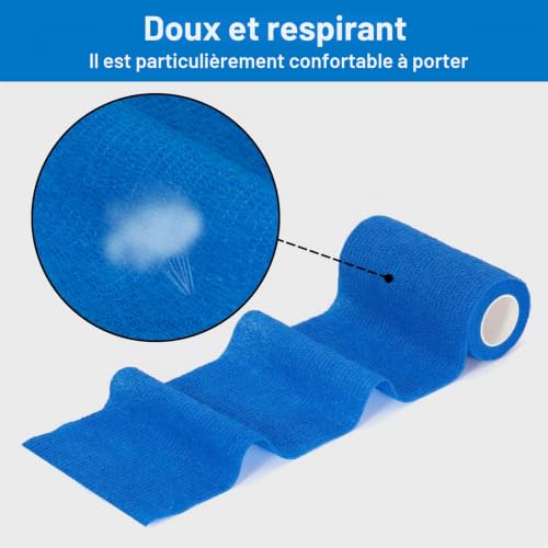 SEADESKY 12 Rouleaux Bandage Autoadhésif 10 cm x 4,5 m Bande Cohesive Bandages Cohésifs Vet Wrap Sports Bande pour Premier Secours Pansements Elastique (Noir) – vue 5