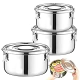 GOMETY Edelstahl Brotdose 3 Stück Auslaufsicher Lebensmittelbehälter mit Deckel Lunchbox für Kinder und Erwachsene Geeignet für Snacks Obst Müsli Suppen Salate Camping