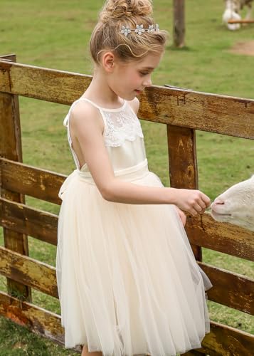Abaowedding Lace Back Flower Girl Dress Kids Summer Wedding Birthday Hoilday Tea Party Dress3