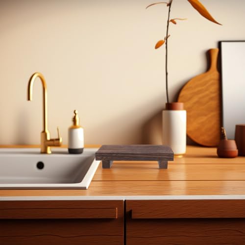 Jabonera pequeña de madera tipo soporte rústico para plantas y encimeras de cocina 5