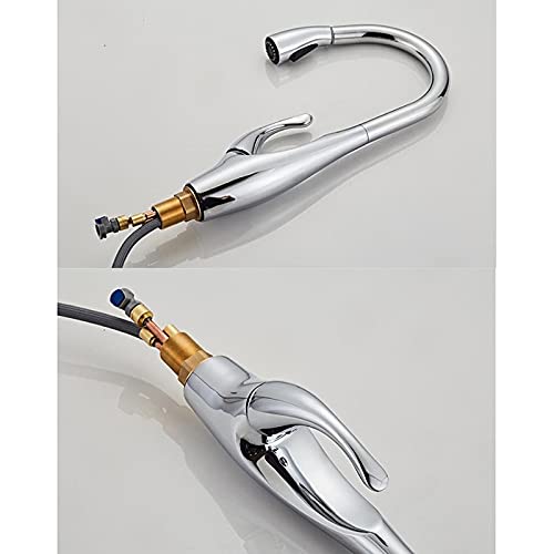 Robinet d'évier de cuisine en chrome avec douchette extractible