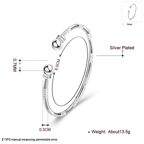 Bangle Bracelet Gift 925 Sterling Silver Bangle Bracelet Open Bangles Two Bead Cuff Frosted Silver Bracelet Jewelry Women3