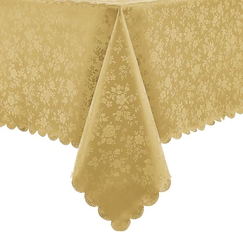 Romanstile Tischdecke Weihnachten 140x240 Gold Wachstischdecke 350GSM...