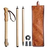 FOREST PILOT Trekking Pole- 1-pc Pack - Adjustable Hiking or Walking Stick –Strong, Natural Beech Wood - Quick Adjust Flip-Lock - Beech Wood Grip, Leather Strap (Brown)