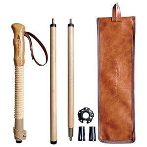 FOREST PILOT Trekking Poles- 1-pc Pack – Adjustable Hiking or Walking Stick –Strong, Natural Beech Wood – Quick Adjust Flip-Lock – Beech Wood Grip, Leather Strap
