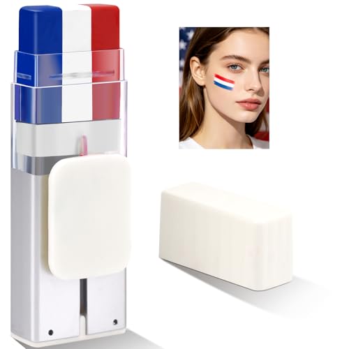 Red White and Blue Face Paint Stick Sweatproof & Long-Lasting Fourth of July Accessories for Women Eye-Black Stick Baseball Softball Sports Makeup 4th of July USA Accessories for Independence Day