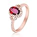 Beydodo Damen Ring 750 Diamond Halo mit Oval Rubin 1ct Eheringe Rosegold Hochzeit Ringe Große 54 (17.2)