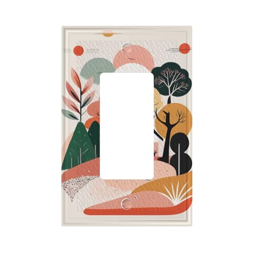 Decorative Art Light Switch Covers,1 Gang Single Toggle Duplex Outlet,Wall Plate,Switchplate Electrical Faceplate,Boho Town