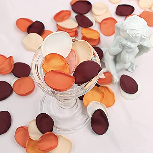 Rinlong 400Pcs Silk Rose Petals Burnt Orange Fall Wedding Decor Fall Flowers Artificial Rose Petals Flower Petals Peddles Rose Petals For Wedding Flower Girl Petals Cake Decoration #TOP1