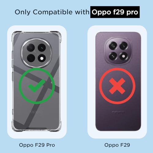 Image of Outlouders Back Cover for Oppo F29 Pro 5G Clear Transparent PC + TPU Bumper Case with Raised Edges for Shockproof Protection(Transparent)